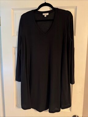 Umgee Black V-Neck Long Sleeve Tunic Dress (Gypsy Warrior)